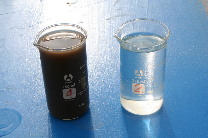 凈化后的水質(zhì)對比